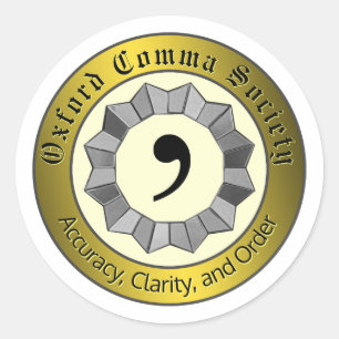 Oxford Comma Society Runder Aufkleber
