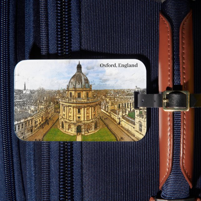Oxford England Castle Panorama View Gepäckanhänger (Vorderseite Insitu 4)
