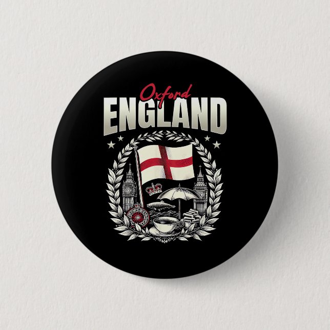 Oxford England Flag Souvenir Oxford Vacation  Button (Vorderseite)