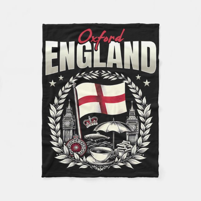 Oxford England Flag Souvenir Oxford Vacation  Fleecedecke (Vorderseite)