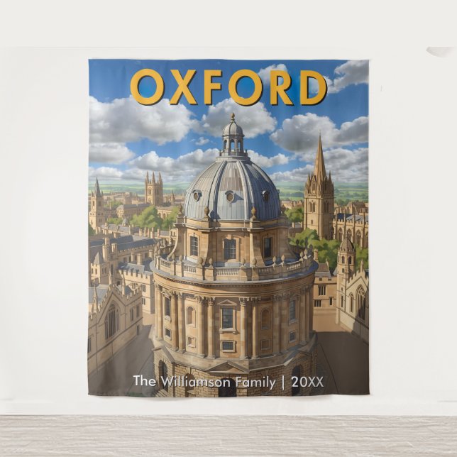 Oxford, England Radcliffe Camera Retro Travel Wandteppich (Vorderseite)