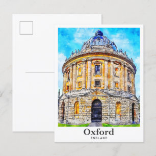 Oxford England Reise Aquarell Skizze Handgezeichne Postkarte