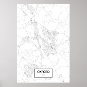 Oxford, England (schwarz auf weiß) Poster