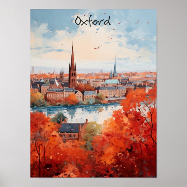 Oxford England Travel City Painting Aesthetic Poster (Vorne)
