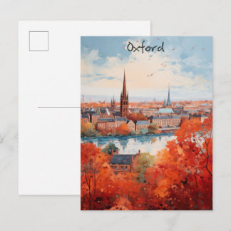 Oxford England Travel City Painting Aesthetic Postkarte
