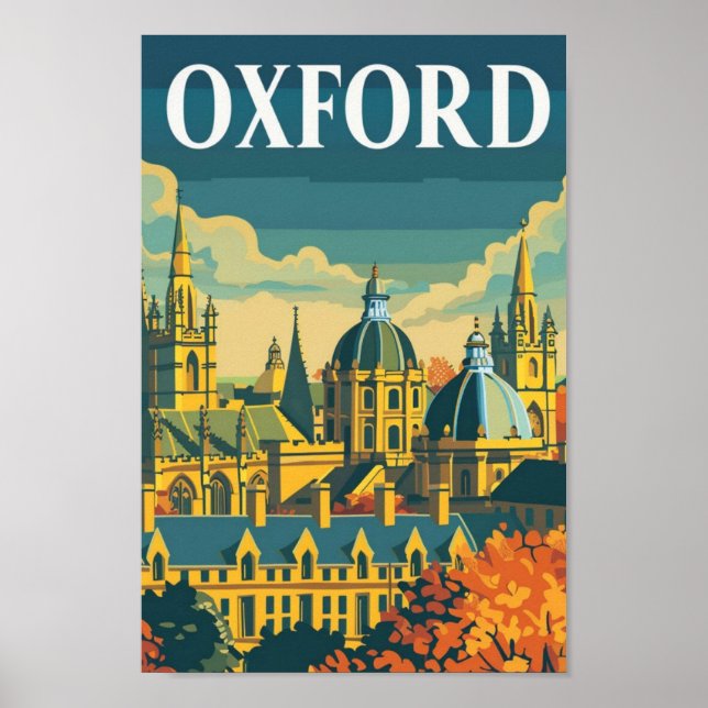 Oxford England Vintag Famous Travel Place Poster (Vorne)