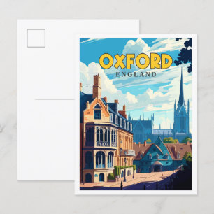 Oxford England Vintage-Reiseillustration Postkarte
