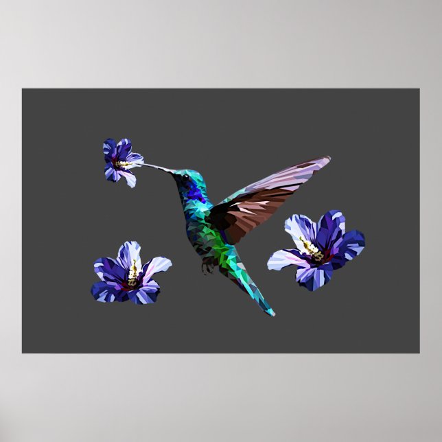Oxford Gray Gorgeous Hummingbird/Hibiskus Poster (Vorne)