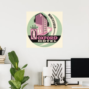Oxford Hotel, Montevideo, Uruguay, Vintage Reise Poster