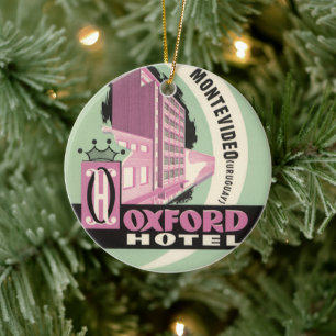 Oxford Hotel, Montevideo, Uruguay, Vintage Travel Keramik Ornament