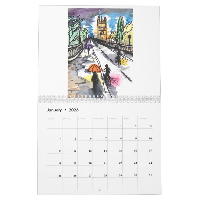 Oxford in Watercolor 2021 Calendar Kalender (Jan 2026)