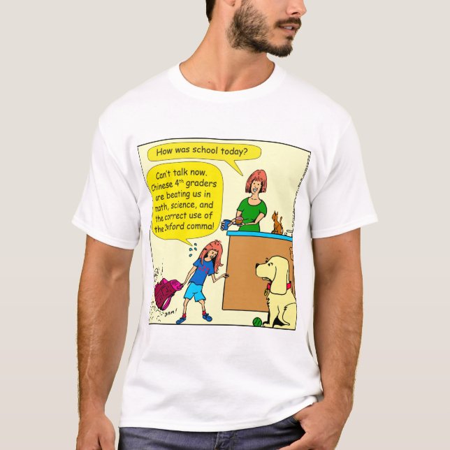 Oxford-Komma-Cartoon Wissenschaft mit 971 Mathe T-Shirt (Vorderseite)