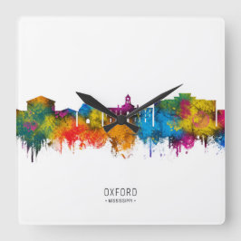 Oxford Mississippi Skyline Quadratische Wanduhr