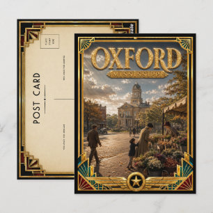 Oxford Mississippi Vintage Art Deco Goldenes Zeita Postkarte