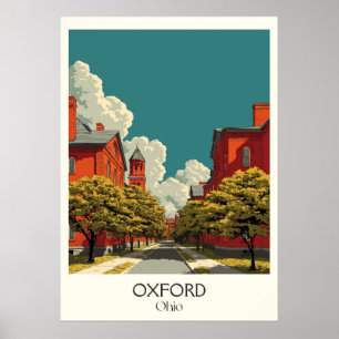 Oxford Ohio Miami University Red Hawks Uni Town Poster