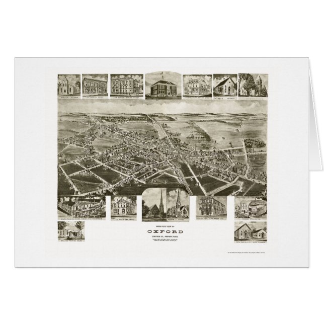 Oxford, panoramische Karte PAs - 1907 (Vorderseite (Horizontal))