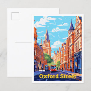 Oxford Street England Travel Vintag Illustration Postkarte