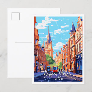 Oxford Street England Vintage-Reiseillustration Postkarte