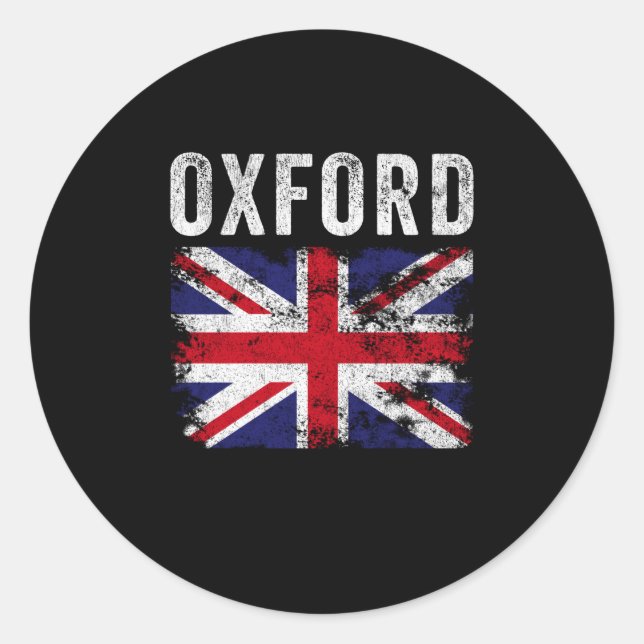Oxford UK Flag England Souvenir Runder Aufkleber (Vorderseite)