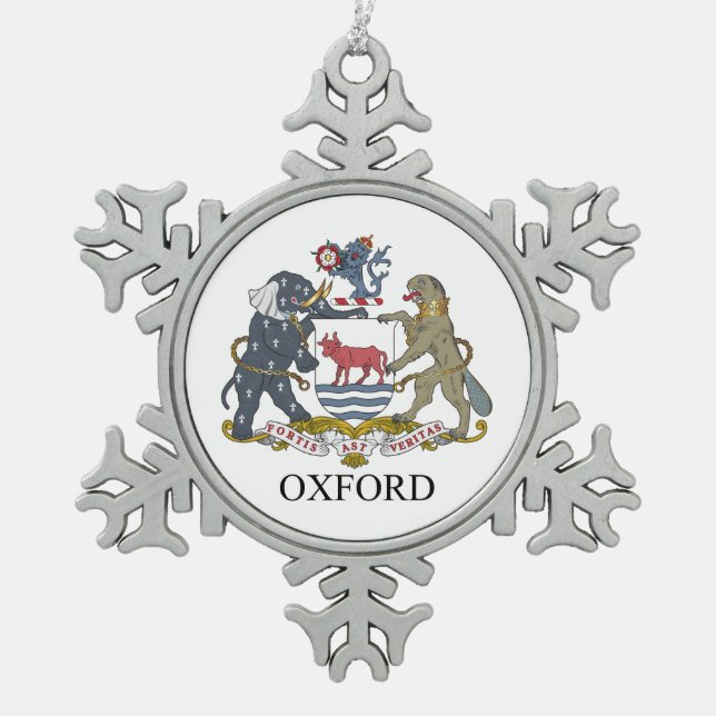Oxford-Wappen Schneeflocken Zinn-Ornament (Vorderseite)