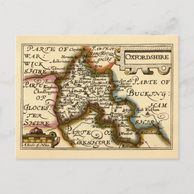 Oxfordshire Landkreis England Alte antike Karte (Vorderseite)