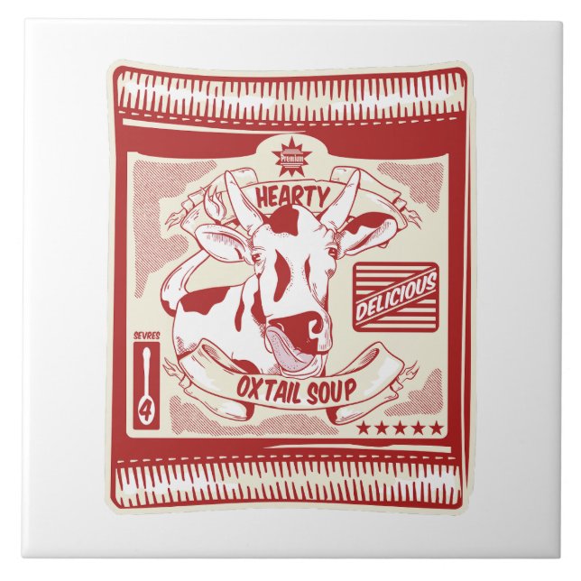 Oxtail Suppe Pop Art Fliese (Vorderseite)