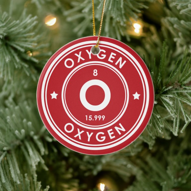 Oxygen Element Rote Keramik Ornament (Baum)