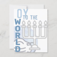 Oy to the World Funny Happy Hanukkah Blue Menorah