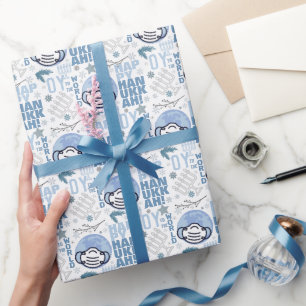 Oy to the World Funny Musk Hanukkah Blue Menorah Geschenkpapier