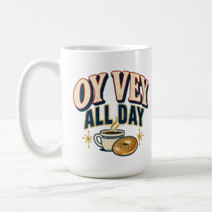 Oy Vey den ganzen Tag Retro-Deli-Kaffee- und Bagel Kaffeetasse