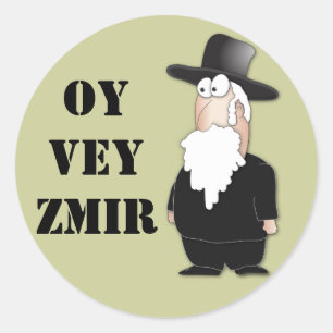 Oy Vey Funny Jewish rabbi - cooler Cartoon Runder Aufkleber