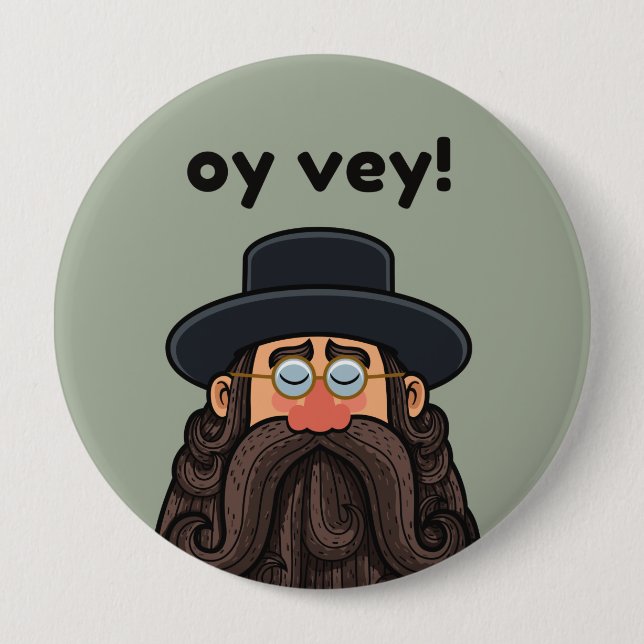 OY VEY! Lustiger RABBI Personalisiert Button (Vorderseite)
