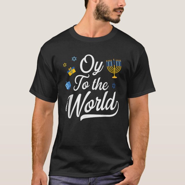 Oy zum jüdischen Hanukkah Menorah Ugly Stil der We T-Shirt (Vorderseite)