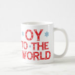 OY zur Weltfeiertags-Tasse Kaffeetasse<br><div class="desc">Lustige und festliche Feiertags-Spaß-Tasse OY zur Welt mit blauen Schneeflocken</div>