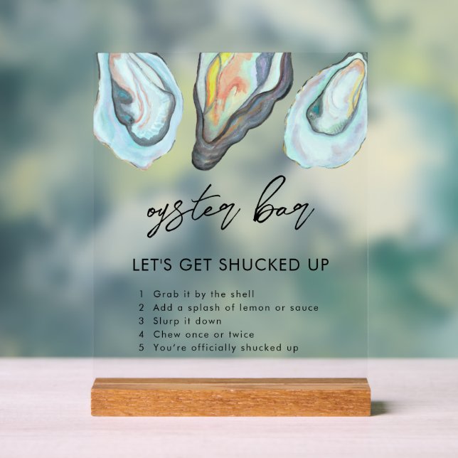 Oyster Bar Coastal Seaside Wedding Sign, Acrylschild (Neutral)