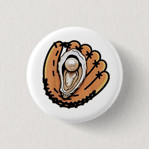 Oyster Baseball Seafood Baseball Sport Lover Button
