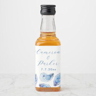 Oyster Blue Watercolor Gastgeschenk Hochzeit Mini Alkoholflaschenetikett