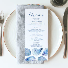 Oyster Blue Watercolor Wedding Menükarte