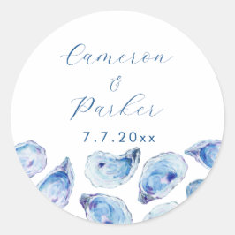 Oyster Blue Watercolor Wedding Umschlag Aufkleber