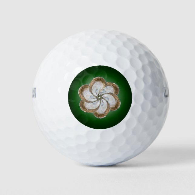 Oyster Blume Golf Ball - Design C Green (Vorderseite)