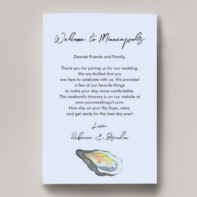 Oyster Coastal Wedding Welcome Bag Letter (Von Creator hochgeladen)