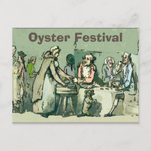 Oyster Fest, Vintages Mädchen mit Austern Postkarte