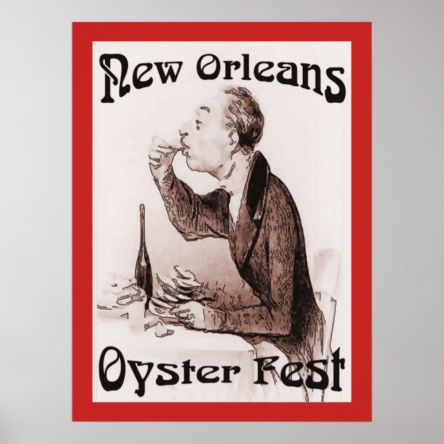 Oyster Festival, in Rot. New Orleans, LA Poster (Vorne)