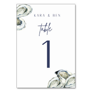 Oyster Hochzeitsstimmung in Wasserfarben - Tischnu Tischnummer