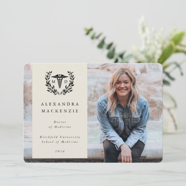 Oyster MD Doctor Caduceus+ Laurel Abschluss Foto Ankündigung (Stehend Vorderseite)