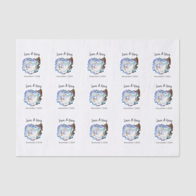 Oyster Muschel Hearts Decoupage Seidenpapier (Vorderseite)