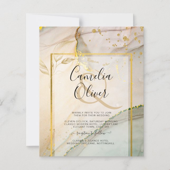 Oyster Pearl Gold WEDING Alkoholtink Abstrakt (Vorderseite)