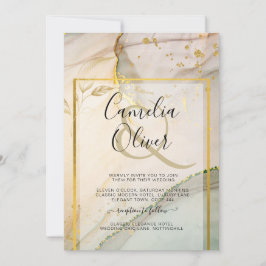 Oyster Pearl Gold WEDING Alkoholtink Abstrakt Einladung