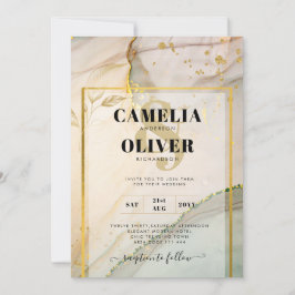 Oyster Pearl Gold WEDING Alkoholtink Abstrakt Einladung