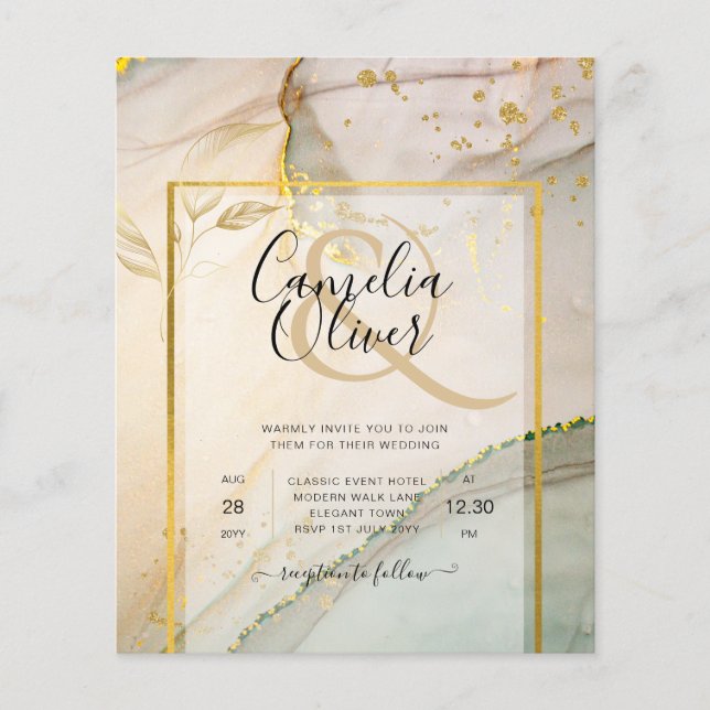 Oyster Pearl Gold WEDING Alkoholtink Abstrakt Flyer (Vorne)
